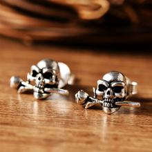 Pendiente de Plata de Ley 925 auténtica para hombre, joyería fina con forma de calavera rosa, Charm 2024 - compra barato