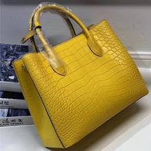 Bolsa de pele de crocodilo real autêntica, bolsa grande amarela de couro de jacaré genuíno, bolsa de ombro único para mulheres 2024 - compre barato