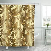 Floral Baroque Damask Vintage 3D Gold Flowers Leaves Shower Curtain Waterproof Polyester Fabric 60 x 72 Inches with Hooks 2024 - buy cheap