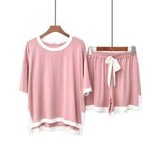 Korean Female Short Sleeve Shorts Pajamas Set Two-piece Sleepwear Suit Summer Modal Pyjamas Home Wear Woman Clothes Pijama Mujer 2024 - buy cheap