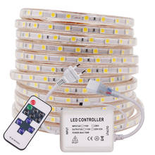 5050 led luz de tira 220 v 230 v 240 v 60 leds/m controle remoto impermeável led fita corda luz flexível decoração para casa 2024 - compre barato