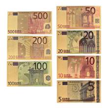 7pcs/set 5 10 20 50 100 200 500 EUR Gold Banknotes in 24K Gold Fake Paper Money for Collection Euro Banknote Sets 2024 - buy cheap