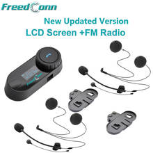 Freedconn-fone de ouvido para capacete de motocicleta com tela lcd, bluetooth, rádio fm, peça extra, com suporte 2024 - compre barato