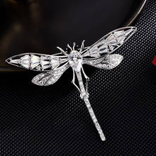 Broche tipo libélula com zircônia cúbica aaa, broche de metal de lapela com trajes de segurança, joias para mulheres 2024 - compre barato