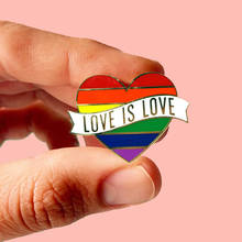 Gay orgulho coração arco-íris bandeira amor é amor esmalte broche pinos crachá lapela pinos liga metal moda jóias acessórios presentes 2024 - compre barato