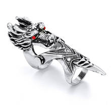 1PC Punk Zircon Skull Knuckle Armour Joint Rings For Women Men Gothic Vintage Metal Dragon Head Finger Ring Party Jewelry R127 2024 - купить недорого