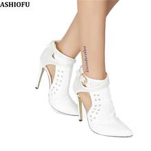 ASHIOFU-zapatos de tacón alto hechos a mano para mujer, calzado de vestir con diamantes de imitación, para boda, fiesta, graduación, Correa con hebilla, de noche 2024 - compra barato