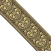 ZERZEEMOOY wide 50MM 10yard/lot Polyester Woven Jacquard Ribbon Black Gold Geometric Pattern for Curtain And Clothing Accessory 2024 - buy cheap