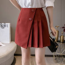 New Chic High Waist Pleated Mini Skirt Women Summer Fashion Buttons A-Line Skirt Woman Casual Short Skirts 2024 - buy cheap