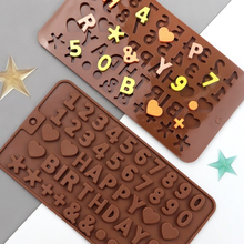 Molde de silicone em formato de coração, faça você mesmo, digital, inglês, amor, forma de coração, chocolate, biscoito fondant, gelatina, bandeja de silicone criativa, molde de cozimento 2024 - compre barato