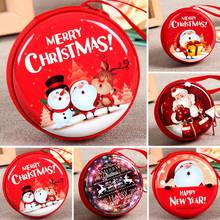 Christmas Santa Claus Snowman Red Round Wallet Zipper Coin Card Bag Samll Change Purse Earphone Storage Pouch Case for Kids Gift 2024 - buy cheap