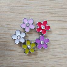 Free Shipping, 10PCS 8MM Mixed Color Enamel Flower Slide Charms Slide Letters Fit 8mm Wristbands, Belts 2024 - buy cheap