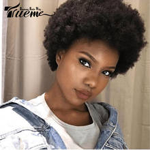 Trueme-perucas afro curtas, baratas, para mulheres negras, cabelo humano, brasileiro, remy, marrom, cores vinho tinto, bob, afro, encaracolado 2024 - compre barato