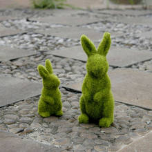 Handmade Lovely Artificial Turf Grass Animal Bunny Easter Day Moss Rocks Flocking Rabbit Office Home Decor Handiwork Gift#38 2024 - buy cheap