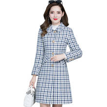 Casaco de lã xadrez feminino, casaco casual de lã com temperamento plus size para outono e inverno 2020 2024 - compre barato