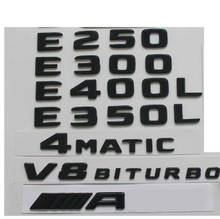 Emblemas negros brillantes para Mercedes, modelos E200, E220, E250, E300, E320, E350, E400, 4matic AMG 2024 - compra barato