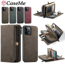 CaseMe Magnetic Flip Leather Purse Phone Case For iPhone 13 12 Pro 11 XS Max XR X SE 2020 8 7 Plus Zipper Wallet Card Cover Etui 2024 - buy cheap
