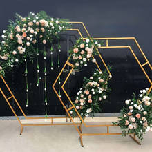 Accesorios de boda arco Hexagonal de doble cara Diamante de boda arco de hierro forjado estante decoración de escenario marco de fondo 2024 - compra barato