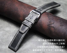 Pulseira de couro crazy horse feita à mão, bracelete de couro fosco, substituição de relógio, pulseira de relógio 20mm 21mm 22mm 2024 - compre barato