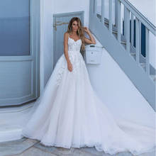 Verngo Spaghetti Straps A Line Wedding Dress 2021 Blush Pink Color Wedding Gowns Lace Applique Tulle Bride Dress Elegant Vestido 2024 - buy cheap