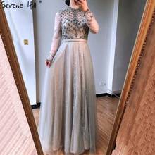 Muslim Luxury Grey Evening Dresses Gowns 2021 A-Line Diamond Beading For Women Party Wear BLA70569 Serene Hill 2024 - buy cheap