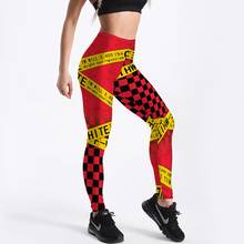 Leggings elásticos de LICRA con Letras amarillas para mujer, pantalones con estampado rojo, 12% 2024 - compra barato