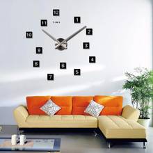 Silent Large Clock 3D DIY Wall Clock Modern Design Self adhesive Acrylic Square Digital Wall Sticker Clocks for Living Room 2024 - buy cheap