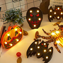 Luzes led decorativas para halloween, luminária com bastão, crânio, aranha, abóbora, área externa 2024 - compre barato