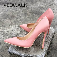 Veowalk-zapatos de tacón de aguja para mujer, calzado elegante para damas de honor, boda, punta estrecha, sin cordones, Color rosa sólido 2024 - compra barato