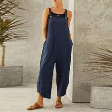 2021 Women Jumpsuit Holiday Beach Elegant Solid Party Long Wide Leg Pant Summer Rompers Overalls Pocket Loose One Piece Jumpsuit 2024 - buy cheap