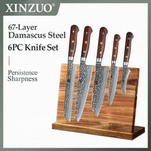 XINZUO 6PCS Kitchen Knives Set Damascus Steel Japan Steel Knives Cutlery Chef Nakiri Santoku Knife Rosewood Handle 2024 - buy cheap