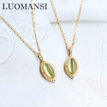 Luomansi 100%-S925 Sterling Silver Necklace Green Natural Peridot Vintage Necklace Woman Jewelry Wedding Party 2024 - buy cheap