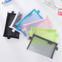 Fashion Transparent Mesh Zipper Pencil Case Pen Bag Storage Package For Boys Grils Korean Stationery School Supplies 2024 - buy cheap