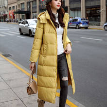 Quente zíper parkas inverno jaqueta feminina senhora do escritório nova moda inverno com capuz casaco longo chaqueta mujer f92601 2024 - compre barato