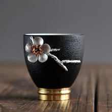 Pés de cobre brancos e porcelana, taça mestra kung fu pintada à mão, de cerâmica, para escritório, tigela pequena para chá 2024 - compre barato