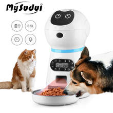 3.5L Умная автоматическая кормушка для домашних животных миска для кошек и собак голосовая запись 4 еды из нержавеющей стали Электрический Интеллектуальный таймер дозатор для еды 2024 - купить недорого