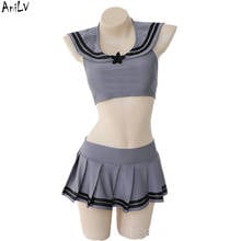 AniLV School Student Girl Sailor Swimsuit Costume Summer Beach JK Anime Swimwear Cheerleaders Uniform Set Pool Party Cosplay 2024 - buy cheap