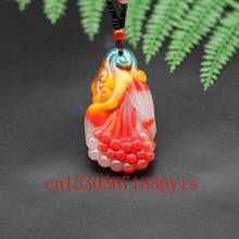 Natural Color Jade Magnolia Flower Pendant Necklace Chinese Hand-Carved Charm Jewelry Accessories Fashion Amulet Men Women Gifts 2024 - buy cheap