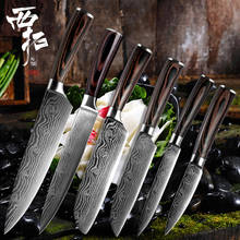 Xituo faca de chef de cozinha laser, padrão damasco, ferramentas para cozinha, de legumes, cutelo de madeira colorido em aço inoxidável 2024 - compre barato