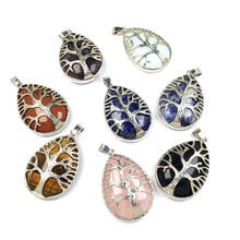 Trendy Natural Stone Agates Pendant Handmade Creative Tree of Life Charms Pendants for Jewelry Making DIY Necklace Accessories 2024 - buy cheap