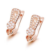 MxGxFam New 585 Rose Gold Color Fashion Jewelry Hoop Earrings For Women AAAA+ Zircon 2024 - buy cheap