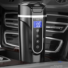 Taza de calefacción eléctrica con tapa para coche, taza térmica de viaje con pantalla táctil inteligente portátil, para café y viaje, 12/24V, 450ml 2024 - compra barato