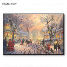 Excellent Artist Hand-painted Top Quality A Victorian Christmas Landscape Oil Painting Handmade Vivid Colors Christmas Best Gift 2024 - buy cheap