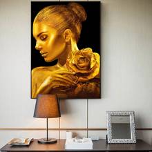 Pinturas en lienzo de piel dorada para pared, carteles artísticos e impresiones de joyas doradas, imágenes de pared para sala de estar 2024 - compra barato