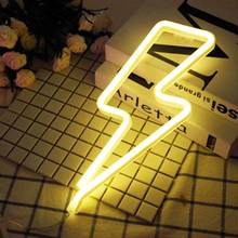 LED Neon Sign Lightning Shaped USB Battery Operated Night Light Decorative Table Lamp For Home Party Living Room Xmas Gift 2024 - buy cheap