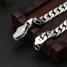 S925 prata esterlina cor cobra cabeça legal dos homens pulseira do vintage link corrente dominador thai prata cor pulseiras jóias presente 2024 - compre barato