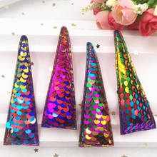 Colorful Glitter Fish Scale Sequin Padded Fabric Unicorn Horn Applique Making Children Hair Clip Accessories DIY Craft Supplies 2024 - buy cheap