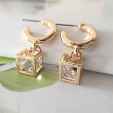 New Fashion Round Drop Korean Heart Earrings Geometric Long Asymmetry Rhinestone Love Earring For Women Wedding 2020 Jewelry 2024 - buy cheap