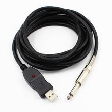 Guitarra baixo 1/4 6.3mm para interface usb ligação conexão usb conversor adaptador de áudio usb cabo de guitarra 3m 50 pçs 2024 - compre barato