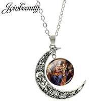 Женское ожерелье с подвеской JOINBEAUTY MY01, цепочка с кулоном в форме ангела, Луны, стеклянный лист, подарок матери 2024 - купить недорого